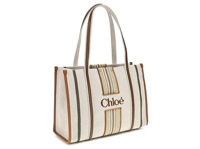 Chloé Bolso de hombro de algodón beige - vista 2