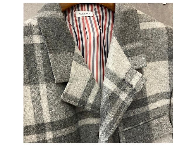 Thom Browne Einreihiger Wollmantel Grau - Ansicht 6