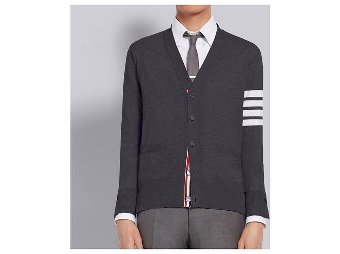 Thom Browne Klassischer Wollcardigan mit Diagonalstreifen - Ansicht 7