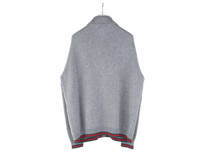 Gucci Web Detail Oversized Wollcardigan Grau XS - Ansicht 2