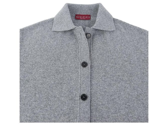 Gucci Web Detail Oversized Wollcardigan Grau XS - Ansicht 3