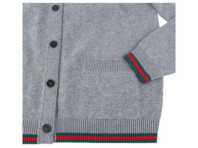 Gucci Web Detail Oversized Wollcardigan Grau XS - Ansicht 4