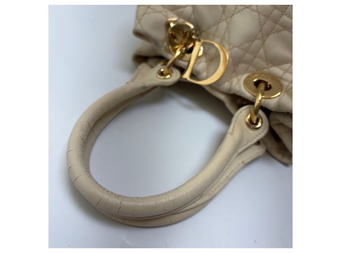 Dior Cannage Leather Tote Bag Ivory Gold Medium - view 12