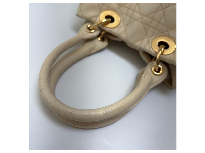 Dior Cannage Leather Tote Bag Ivory Gold Medium - view 14