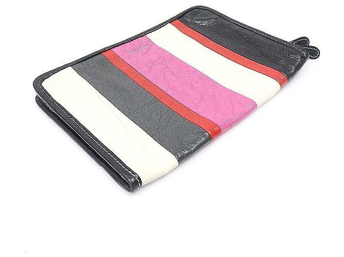 Balenciaga Clutch Bazaar a righe multicolore - vista 3