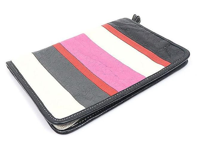 Balenciaga Clutch Bazaar a righe multicolore - vista 4