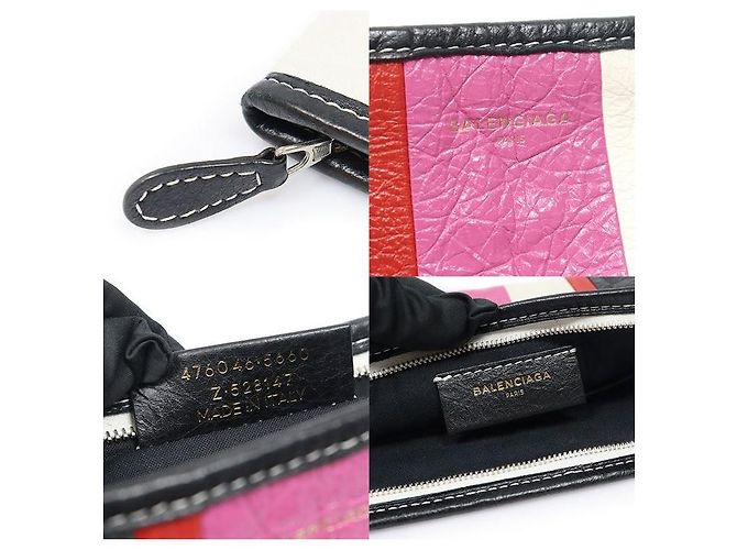 Balenciaga Clutch Bazaar a righe multicolore - vista 7