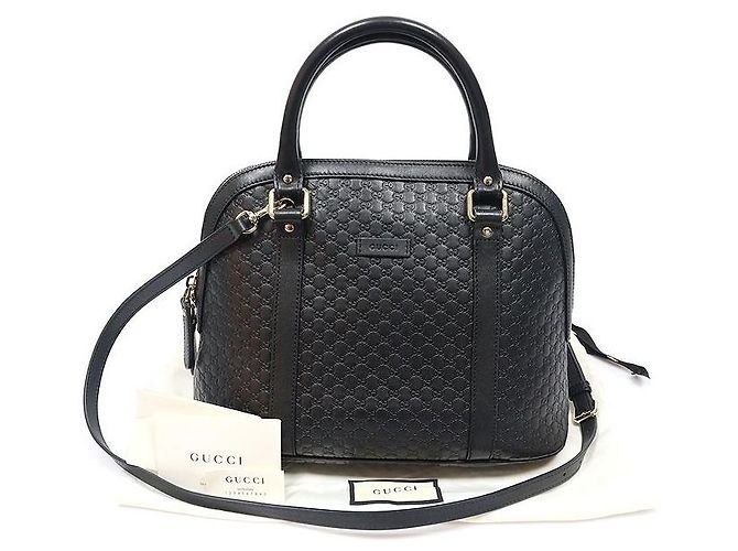 Gucci Black Microsima Leather Dome Medium - vista 2