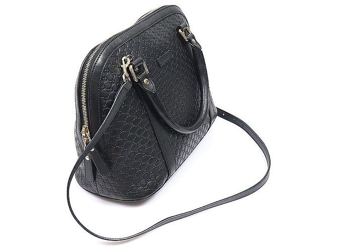 Gucci Black Microsima Leather Dome Medium - vista 3