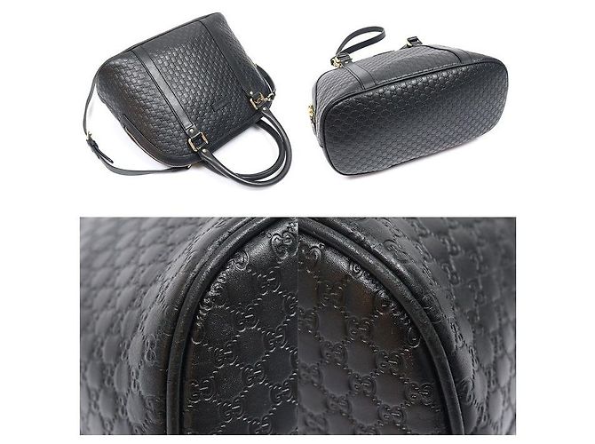 Gucci Black Microsima Leather Dome Medium - vista 5