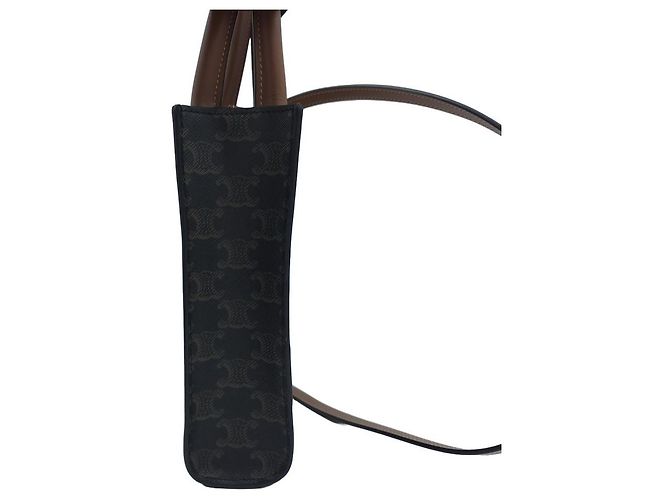 Céline Bolso Tote Mini Vertical Triomphe Canvas Bolso de Hombro Bandolera Brown - vista 12