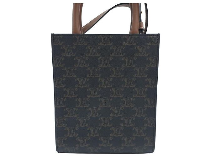 Céline Bolso Tote Mini Vertical Triomphe Canvas Bolso de Hombro Bandolera Brown - vista 14