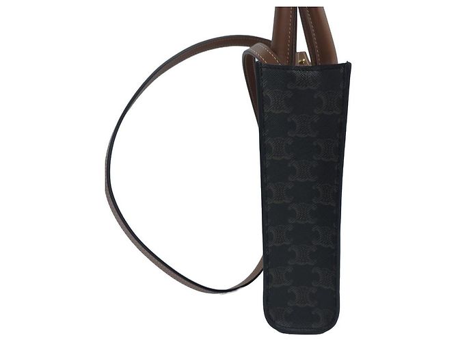 Céline Bolso Tote Mini Vertical Triomphe Canvas Bolso de Hombro Bandolera Brown - vista 4