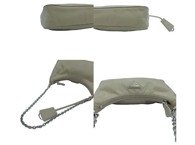Prada Borsa a tracolla Hobo Re-Edition Re-Nylon Saffiano Multi Beige - vista 6