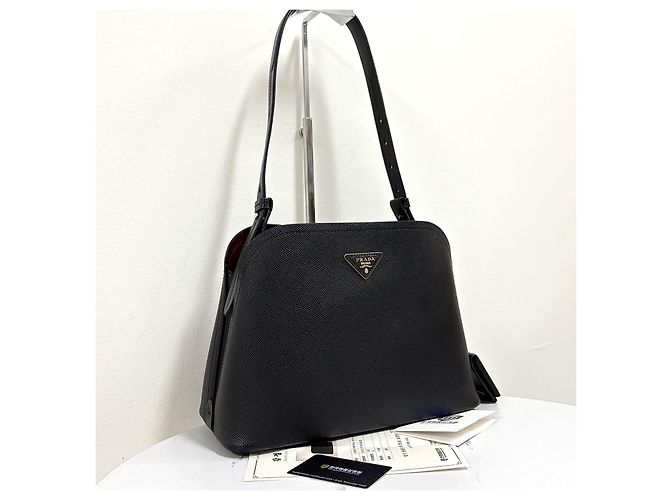 Prada Borsa a tracolla Martine in Saffiano Nera - vista 3