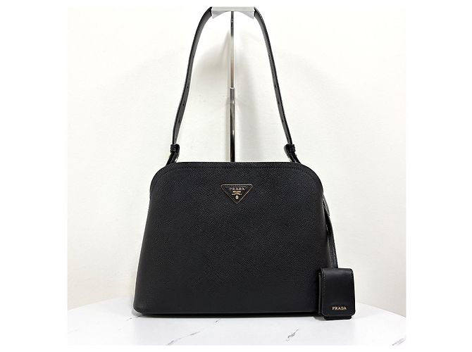 Prada Borsa a tracolla Martine in Saffiano Nera - vista 5