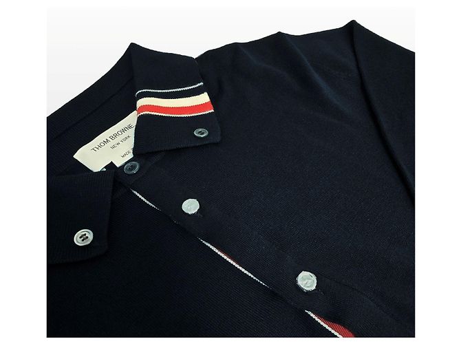 Thom Browne Merino Wool Long Sleeve Cardigan Navy Size - view 5