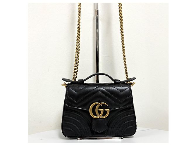 Gucci Mini Borsa Tote con Manico Borsa a Tracolla Nera - vista 8