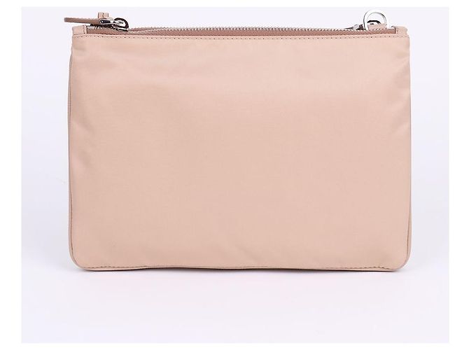 Double Prada Borsa a tracolla Re-Nylon beige con doppia zip - vista 5