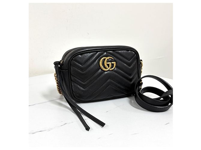 Gucci Mini Borsa a Tracolla con Catena Nera - vista 3
