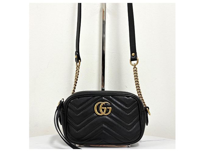 Gucci Mini Borsa a Tracolla con Catena Nera - vista 5