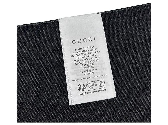 Gucci Sciarpa in lana e seta grigio scuro bicolore stamp: - vista 15
