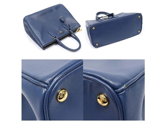 Prada Borsa Tote Grande Blue Saffiano Lux con Doppia Zip - vista 5