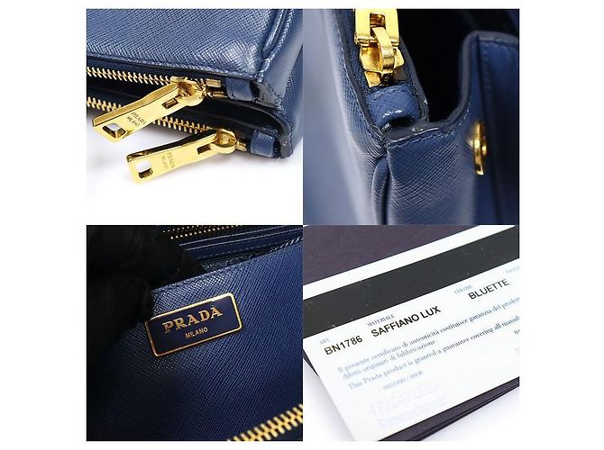 Prada Borsa Tote Grande Blue Saffiano Lux con Doppia Zip - vista 7