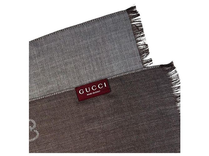 Gucci Sciarpa in lana e seta grigio marrone bicolore - vista 13