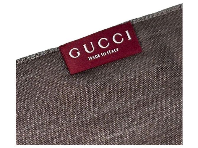 Gucci Sciarpa in lana e seta grigio marrone bicolore - vista 14