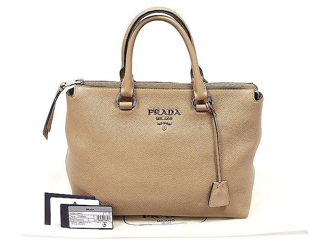 Prada Beige Vitello Phoenix Lettering Tote Bag - Ansicht 2