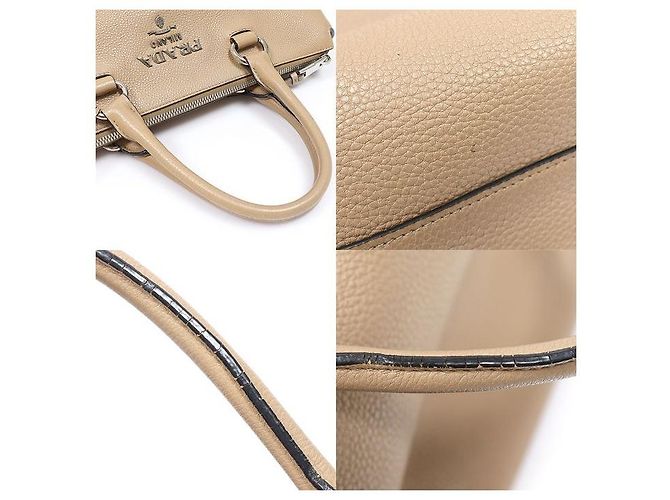 Prada Beige Vitello Phoenix Lettering Tote Bag - Ansicht 6