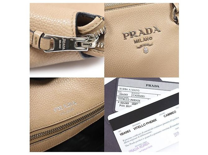 Prada Beige Vitello Phoenix Lettering Tote Bag - Ansicht 7