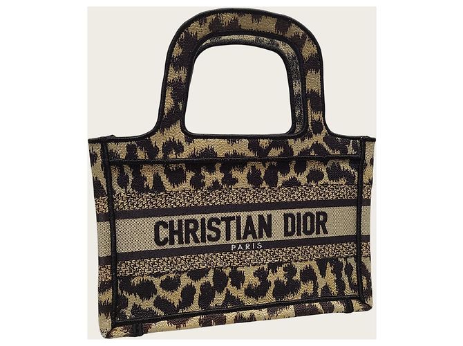 Book Tote Dior Mini borsa tote in tela con ricamo leopardato - vista 3