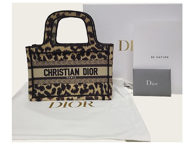 Book Tote Dior Mini borsa tote in tela con ricamo leopardato - vista 7