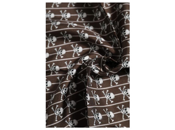 Dolce & Gabbana Foulard quadrato in seta da uomo con teschio marrone - vista 4