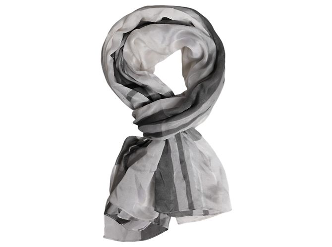 Dolce & Gabbana Sciarpa Foulard Wrap in Seta Bianco e Nero - vista 2