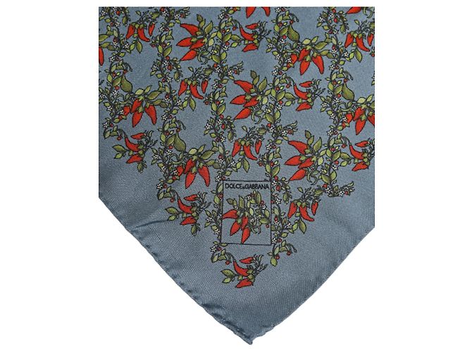 Dolce & Gabbana Foulard quadrato in seta Chilis grigio da uomo - vista 2