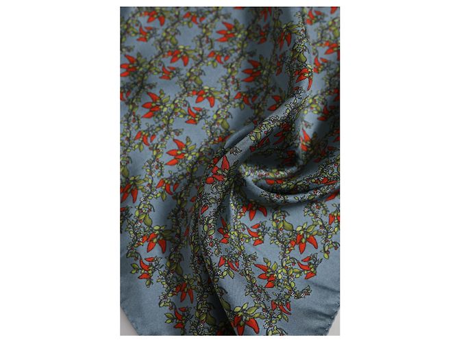 Dolce & Gabbana Foulard quadrato in seta Chilis grigio da uomo - vista 3