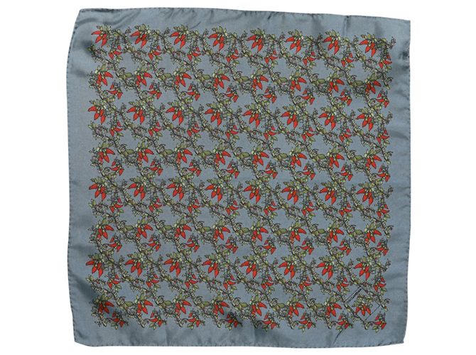 Dolce & Gabbana Foulard quadrato in seta Chilis grigio da uomo - vista 4