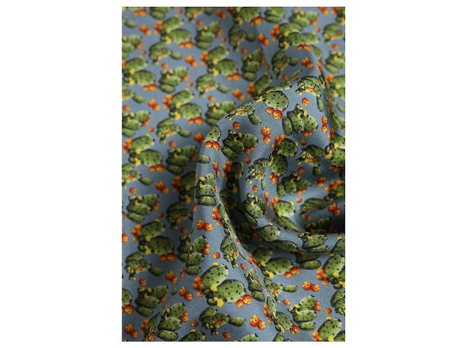 Dolce & Gabbana Foulard quadrato con stampa cactus grigio verde - vista 4