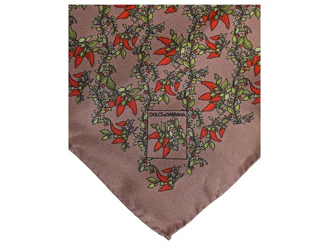 Dolce & Gabbana Foulard Quadrato in Seta Brown Chilis da Uomo - vista 3