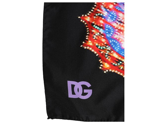 Dolce & Gabbana Foulard quadrato stampato multicolore nero - vista 2
