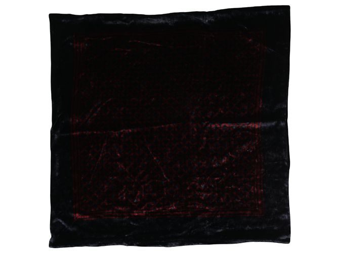 Dolce & Gabbana Foulard quadrato da uomo in viscosa nero e rosso - vista 2
