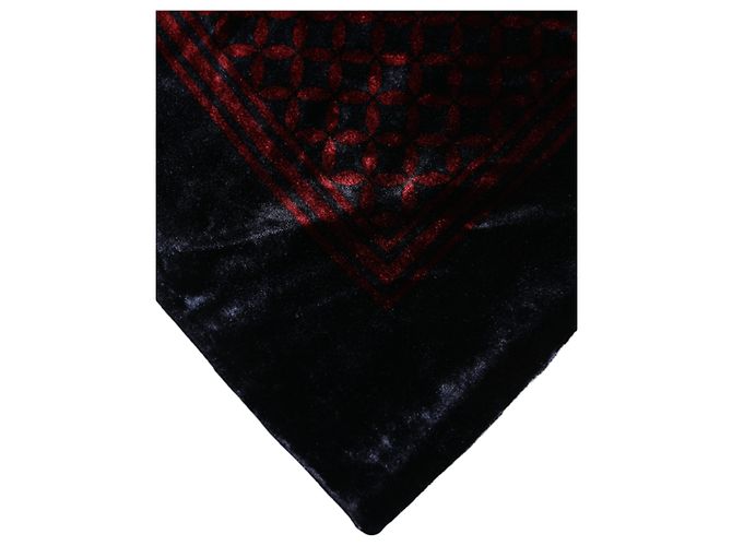 Dolce & Gabbana Foulard quadrato da uomo in viscosa nero e rosso - vista 3