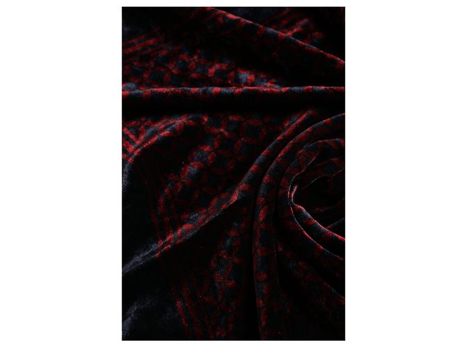 Dolce & Gabbana Foulard quadrato da uomo in viscosa nero e rosso - vista 4