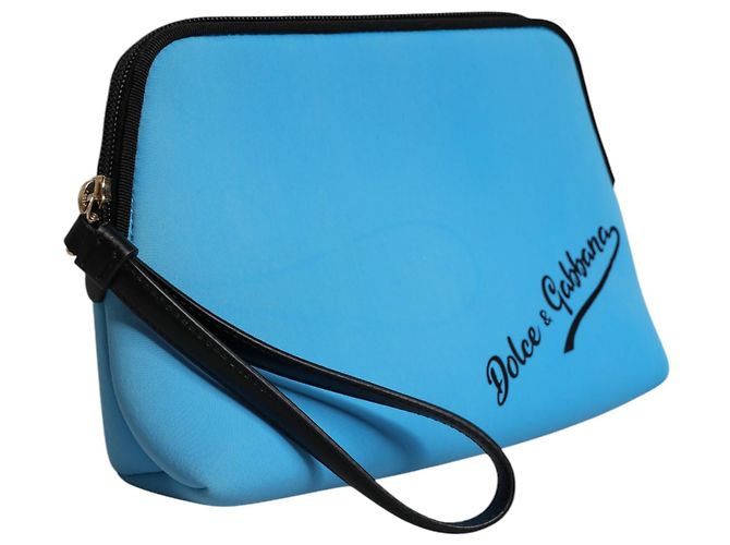 Dolce & Gabbana Clutch Pouch blu con stampa logo DG e cerniera - vista 2