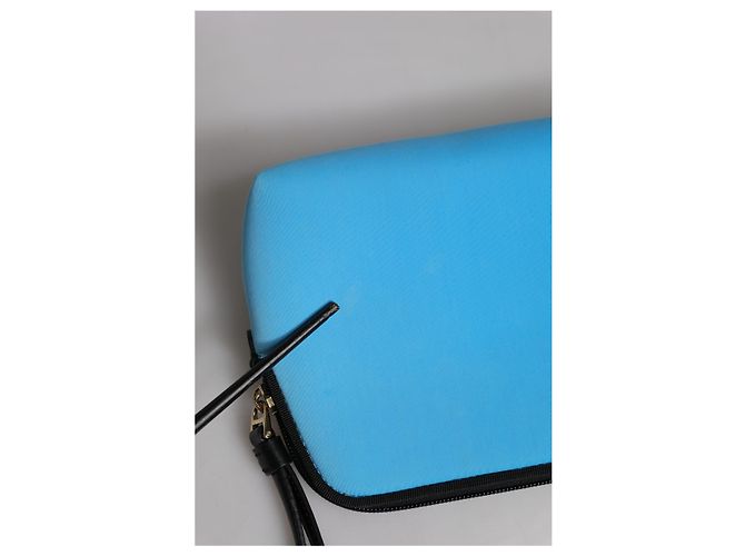 Dolce & Gabbana Clutch Pouch blu con stampa logo DG e cerniera - vista 6