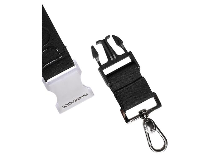 Dolce & Gabbana Black Stretch Polyester Rubberised DG Logo Keychain - view 4