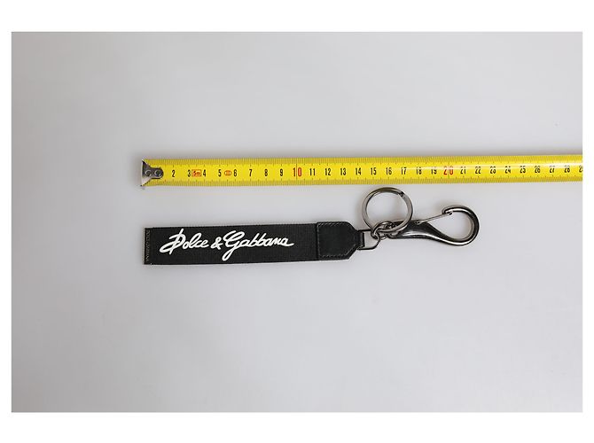 Dolce & Gabbana Black White DG Logo Silver Men Keychain Polyester Keyring - view 4